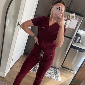 Women's FIGS Burgundy Scrub Set